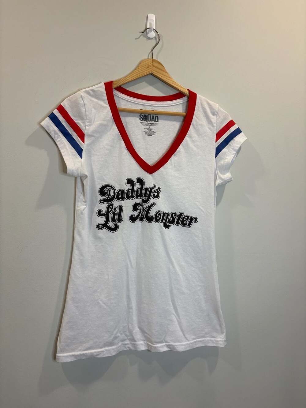 Suicide Squad Harley Quinn Daddy's Lil Monster Ringer T-Shirt Size L